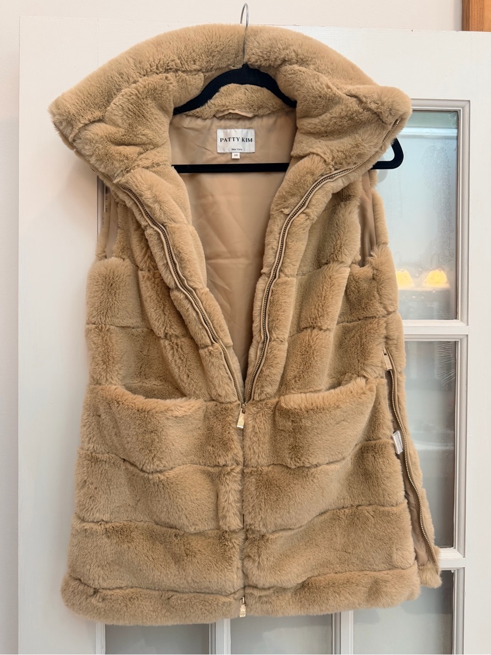 Patti Kim New York Designer Chic Faux Fur Lauren Vest Toast Brown Size XS - Picture 4 of 16